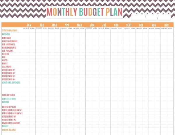 Monthly Printable Budget Planner